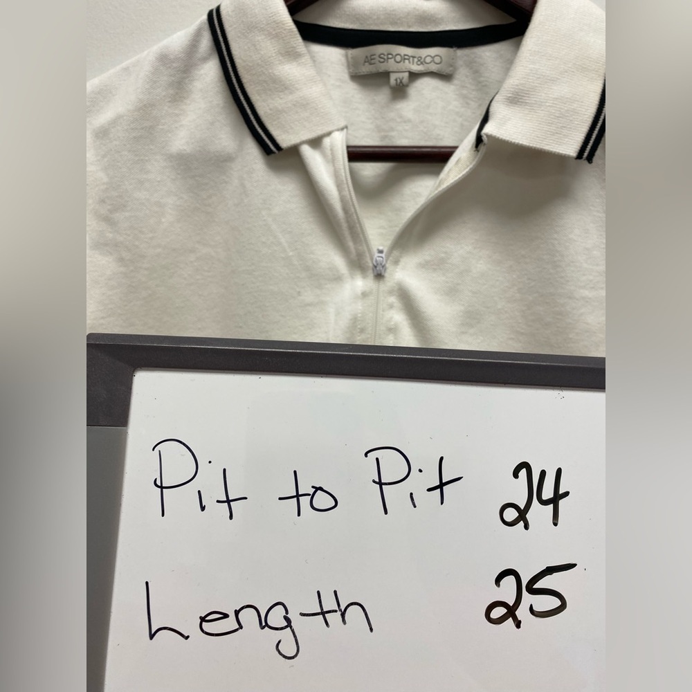 4 for $25 🤍 AE Sports Collared Crisp White 1/3 Zip Polo Top 🤍- 1X - Picture 6 of 6